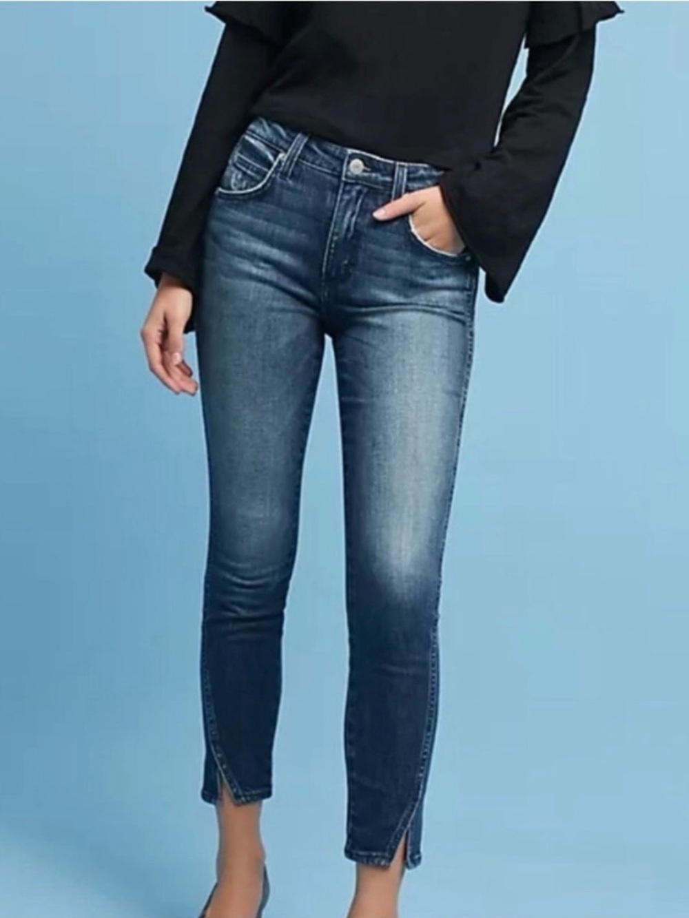 AMO Twist Dark Vintage Blue Wash Women Mid Rise Ankle Jeans Size 25 NWOT